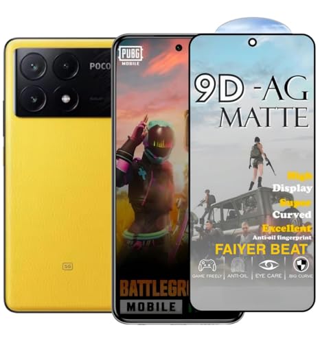 Image of Premium Tempered Glass forPoco x6 PRO (matte finish glass, Pack of 1) Full Screen Coverage gaming matte Screen Protector Guard (POCO X6 PRO)