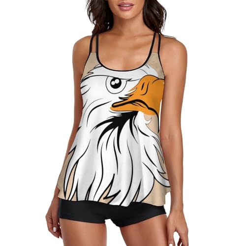 Maillot de bain tankini femme avec short de garçon et robe de plage Oiseau Blanc