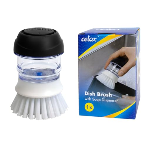 Image of CELOX Dish Scrubber with Handle Kitchen Scrub Brushes for Cleaning Sink, Pot