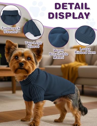 Image of Dog Sweaters for Small Medium Large Dog, Classic Turtleneck Pet Clothes Warm Thermal Doggy Winter Coat, Thick Double Knitting Collar Pullover Cold Weather Puppy Jacket for Indoor & Outdoor Wear
