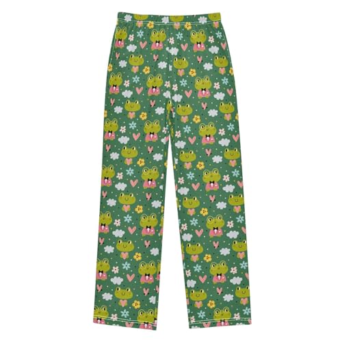 ZZXXB Frog Flowers Boys Long Pants Soft Trousers Elastic Waist Kids Lounge Bottoms with Pockets S-XL
