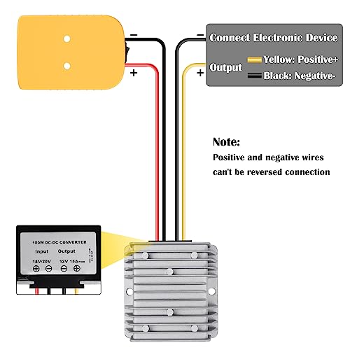 Choikwong 20V To 12V Step Down Converter Aadpter For Dewalt 20V Battery Dc Voltage Regulator 15A Max 180W Inverter Automatic Buck Converter Power Wheels Aadpter With Upgraded Low Voltage Protection And Switch thumb #2