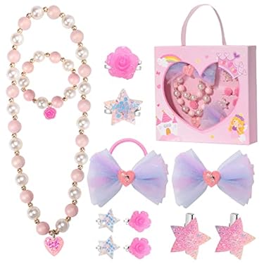 AMAZON - PinkSheep Little Girl Jewelry 10PCS Toddler Jewelry for Girls 3/4/5/6/7/8 yrs Old Girl Play Jewelry Box Girl Necklace Girl Bracelet