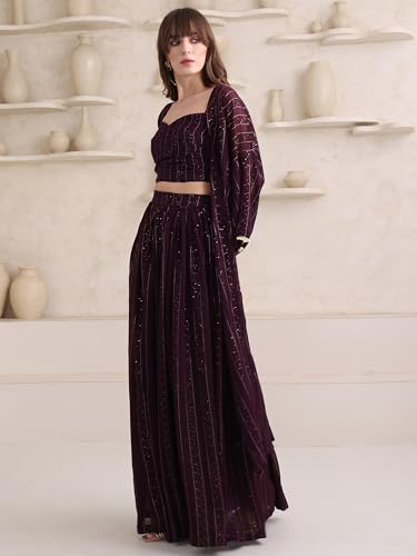 Image of PURVAJA Women's Maxi Fit & Flare Viscose Ethnic Co-Ords