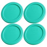 Pyrex 7202-PC Round 1 Cup Green Plastic Lid Cover (4 Pack)