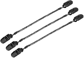 3pcs Hat Strap Clips, Black Cap Retainer Fishing Apparel Keeper Holder and Coiled Cord for Golfing Fishing Boating Sailing Other Sports