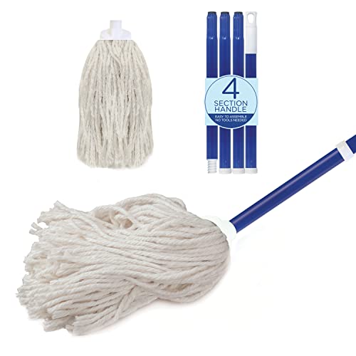 Lola Products Cotton Deck Mop | Long Lasting 4-Ply Cotton Yarn Absorbs Up To 3X Its Weight In Water | Heavy Duty, Durable, And Super Absorbent Cotton Yarn Mop Head | Large Cotton Head #TOP15