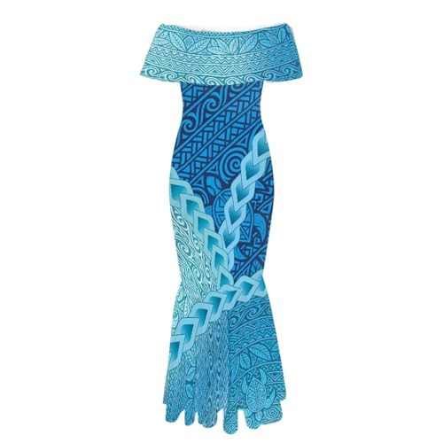 Image of Polynesian Dresses for Women Off Shoulder Maxi Dress Puletasi Samoan Dresses S-7XL