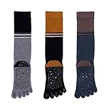 [Ech.Apr] ヨガソックス 5本指 ハイソックス 3足セット アソート レディース 滑らない 滑り止め 靴下 ロング ランニング 女性用 通気性 スポーツ ポラティ バレー ダンス (3色セット)