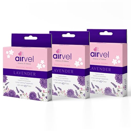 Image of Airvel Lusty Lavender Fragrance Block | Non-Toxic, Safe | Long-Lasting Freshness | Up to 45 Days Pack of 3 (75g Each)