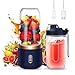 Produktbild yotutun Smoothie Maker, 400ml Tragbarer Mixer Mini Blender mit 6-Klingen Edelstahl Klein Smoothie Maker to Go USB Wiederaufladbar Mini Standmixer für Babynahrung, Saft Marmelade Shake Smoothie