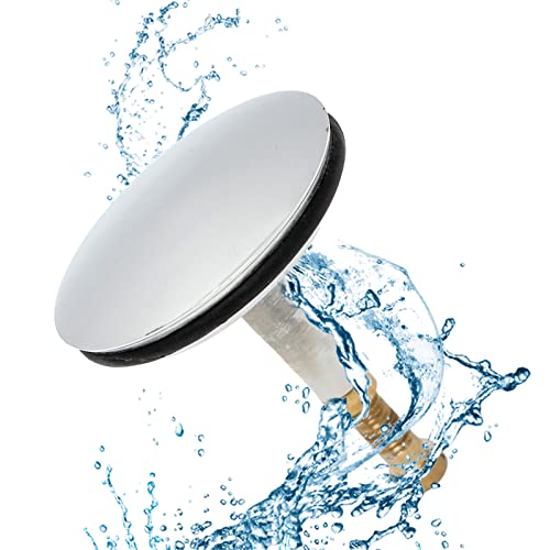 Bouchon de Vidange étanche Accessoire pour Baignoire,Bouchon Baignoire 43 mm,Bonde Baignoire Universel en Laiton,Lavabo,Cuisine,Douche,Surface Chromée Antirouille,Hauteur Vis Réglable 50-55 mm Cover