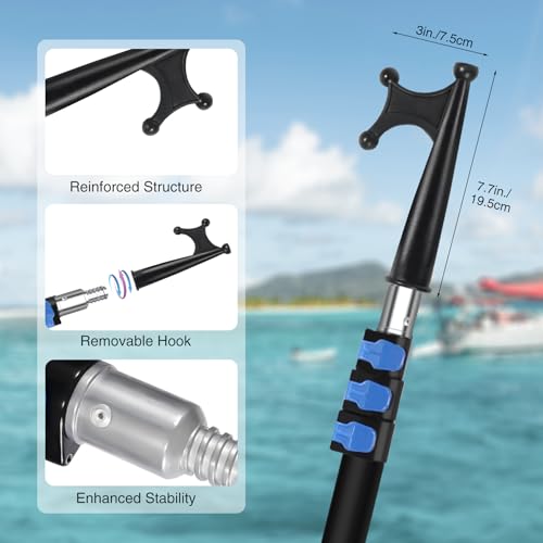 REDCAMP Bootshaken Teleskop für Docking, 370cm Aluminium Ausziehbar Dock Polen, Mehrzweck Leichte schwimmendem Boot Docking Pole Bootszubehör, Schwarz