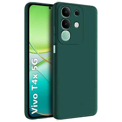 Image of Soft Silicone Liquid Back Cover Compatible with Vivo T4x 5G / iQOO Z10x 5G -Green
