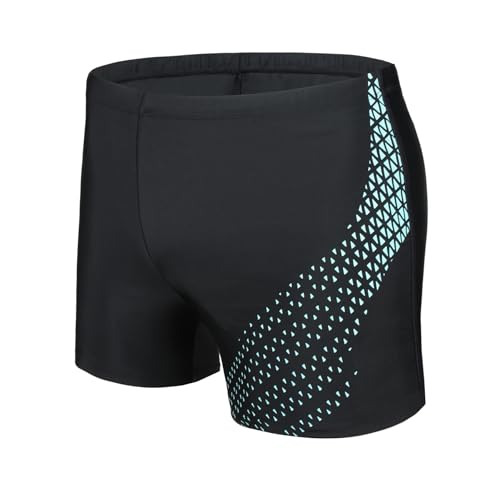 AMZSPORT Badehose Herren Kurz Schwimmhose Eng Wassersport Badeshorts mit Tunnelzug, Schwarz M