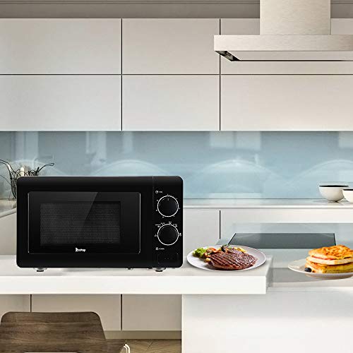 0.7 Cu. Ft. 700W Countertop Microwave Oven With Mechanical Knob Timer From 1 To 30 Minutes 6 Cooking Power Levels Microwave Oven With Led Display 360 Degrees Rotating (Black) #TOP7