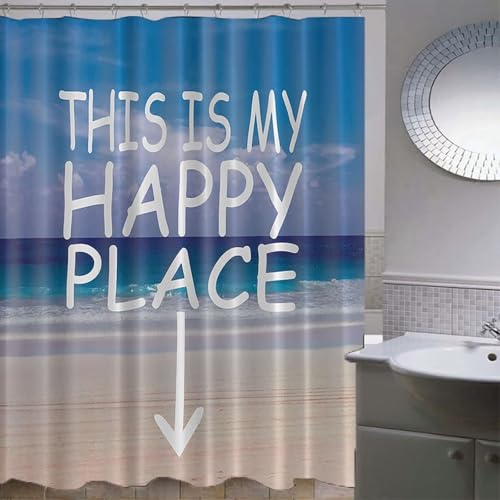 Rideau de douche en polyester de qualité supérieure au design blanc et bleu - 3