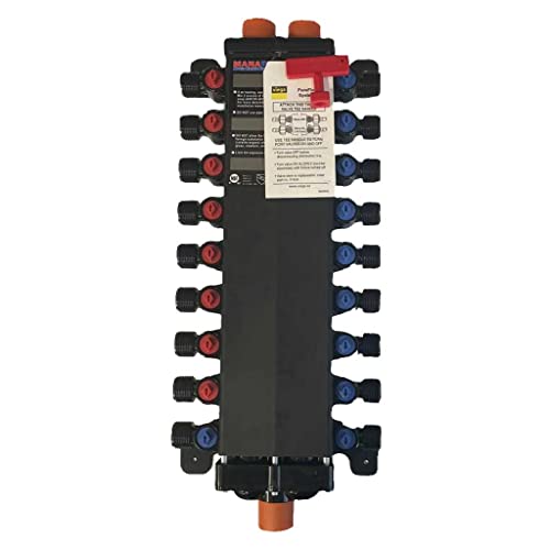 Viega 50250 1/2-Inch PureFlow Zero Lead Poly Alloy PEX Crimp Manabloc With 18 Ports - 10 Cold 8 Hot