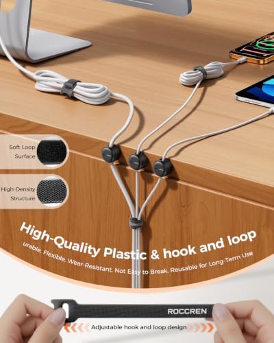 Rocoren 50‑Pack Rotatable Cable Clips & Cord Straps Cable Management Kit - 5