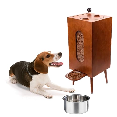 El comedero elevado de madera para mascotas puede almacenar 10 kg de comida para perros con cuenco de acero inoxidable, mesa de comedor para mascotas, cómoda estación de alimentación B L