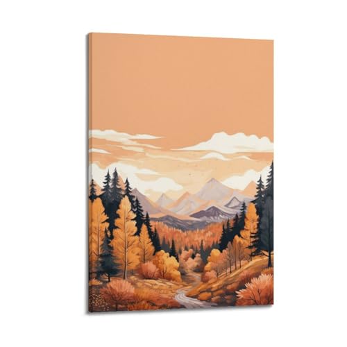 Art mural paysage montagne automne pour salon esthétique 40x60 cm