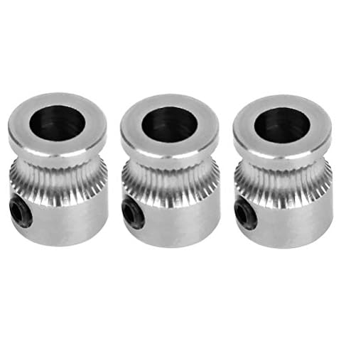 NICERIO 3 PCS MK7 Stainless Steel Extruder Drive Gear Wheel 5mm Bore for 3D Printer Cover