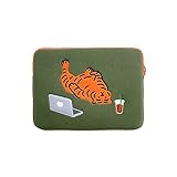 [MUZIKTIGER] 15~16-inch Laptop/Tablet Sleeve, iPad Pouch - Compatible with MacBook Pro16, HP/Dell/Lenovo/Asus/Acer, Polyester Pouch with 2 Double Way Zippers - Lazy Tiger