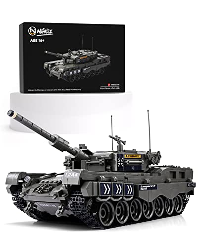 Nifeliz Leopard II A4, Military Main Battle Tank Building Block Set, WW2 Army Tank Model Toy for Adult Gift Giving (1,686 Pieces)