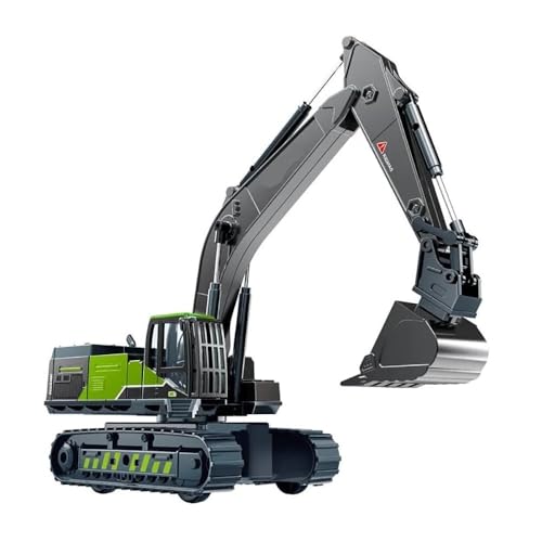 Image of Unbreakable Friction Powered Excavator Truck with All Moving Parts Pull Back Vehicle Engineering Long Crane Die cast Alloy Model Construction Toy for Kids Boys Girls