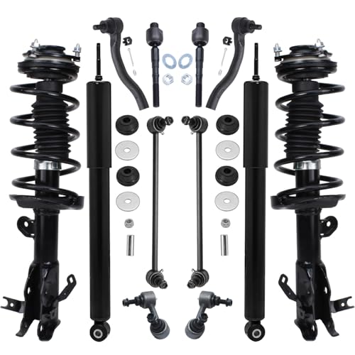 Detroit Axle - Front 12pc Struts Kit for 2013 2014 2015 Honda Civic, 2 Struts w/Coil Spring 4 Tie Rods 2 Rear Shock Absorbers 4 Front and Rear Sway Bars Replacement Suspension