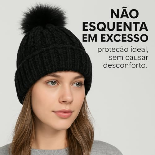 Touca Pompom Feminino Inverno Gorro Feminino Com Forro Forrada Toca Quentinha Mulher Adulto Unissex