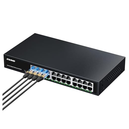 EWIND 2025 Upgraded 24 Port Gigabit Ethernet Switch with LED&Loop Prevention, Lifetime Protection, Plug & Play Unmanaged Network Switch, Fanless Quiet, Desktop/Wall Mount Metal Ethernet Splitter