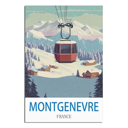 Affiche Montgenevre France LNBIAND 50x75 cm pour décoration murale