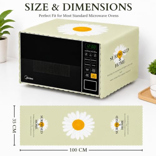 Image of Microwave Oven Cover - Waterproof & Dustproof Protective Cover for Kitchen, Heat Resistant Fabric, Universal Fit for Standard Microwave Ovens, Easy Clean Stylish Printed Design (Mint Green)