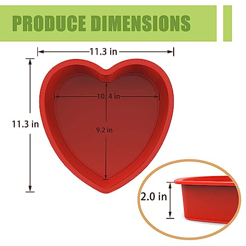 image for SILIVO Silicone Heart Shaped Cake Pans(2 Pack) - 10 Inch Nonstick Hear