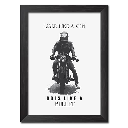 Image of TenorArts Royal Enfield Riding Posters Photo Frame Bikers Bullet Rider Motivational Quotes Laminated Poster Framed Painting with Matt Finish Frames (9inches x 12inches)