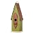 Glitzhome 13.25''H Hanging Birdhouse Retro Green Distressed Solid Wood Bird House for Outdoor
