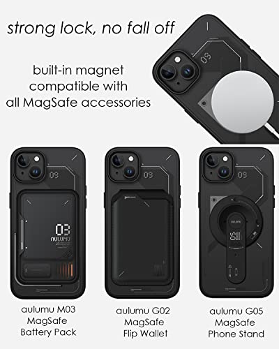 Aulumu A15 For Magnetic Iphone 14/ Iphone 13 Case, [Compatible With Magsafe] Hard Shell & Soft Wraparound, Translucent Matte Back Cover, Soft Tpu Frame, 6.1 Inch, Black #TOP3