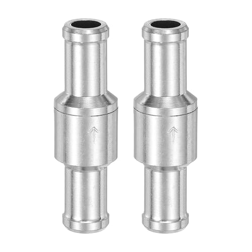 Image of sourcing map 2Pcs 10mm (3/8") Fuel Check Valve, Non-Return One Way Hose Check Valve, Aluminum Alloy Control Accessories for Petrol, Diesel, Gas, Oil, Air, Water, Silver