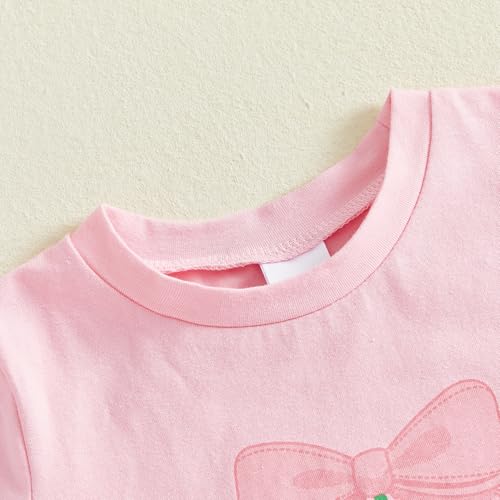 Image of Ayalinggo Baby Girl Summer Outfits Short Sleeve Lettuce Trim Floral Tops + Shorts Set Infant Clothes
