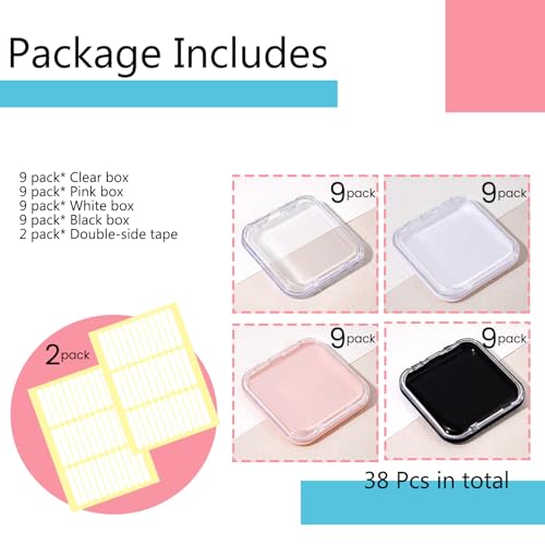 Image of Press On Nail Storage Boxes, 36 PCS Clear Plastic Organizer 3 inch x 3 inch with Adhesive Tabs for Nail Display, Artificial Nails, Jewelry and Small Crafts