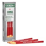 Dixon Industrial Phano Peel-Off China Marker Pencils, Red, 12-Pack (00079)