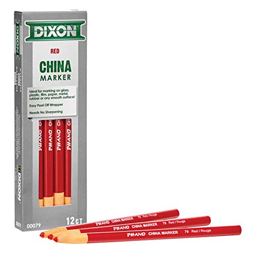 Dixon Industrial Phano Peel-Off China Marker Pencils Red 12-Pack (00079)