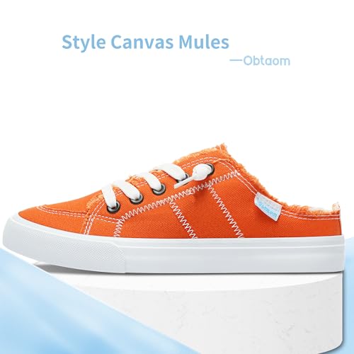 Image of Obtaom Women Canvas Mules Memory Foam Clipper Fashion Sneakers Comfortable Slip-On Mule Backless Holiday Shoes