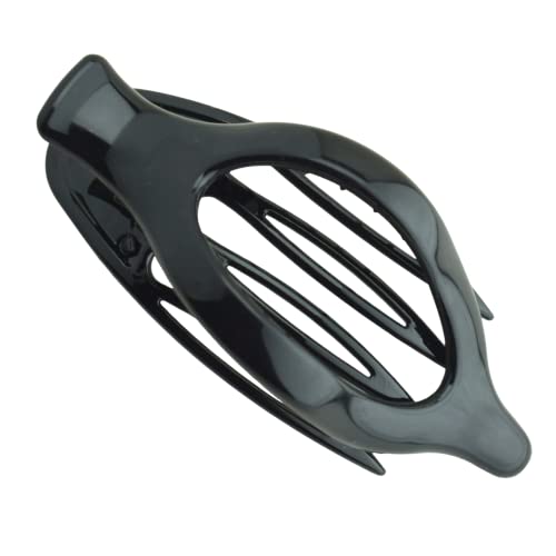 Parcelona French Wide Beak Celluloid Slide-in Hair Claw Clip (Black)