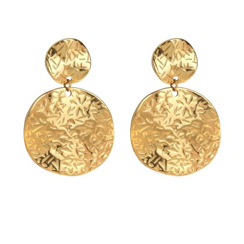 Milan Chiva Small Dangle Earrings for Women 14k Gold Plated Lightweight Huggie Drop Dainty Jewelry