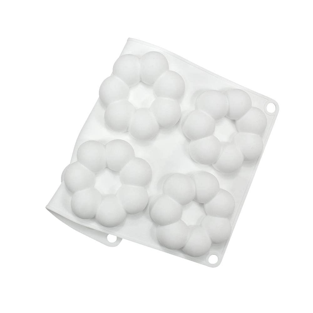 Stampi per torte in mousse francese in silicone, stampo per candele di sapone al cioccolato fai da te 3D Bakeware, 6 fori ciambella a petalo