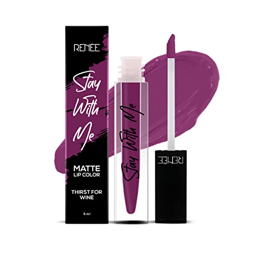 Image of RENEE Stay With Me Matte Lipstick - Thirst For Wine l Transfer Proof, Smudge & Waterproof | Long Stay l Highly Pigmented l Velvety, Matte Finish l Enriched with Vitamin E l Travel Friendly l 5 ml