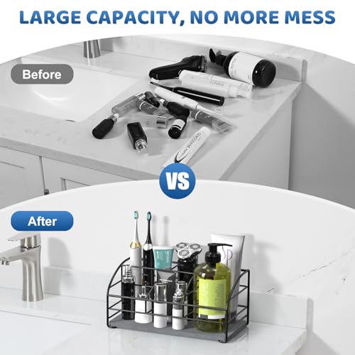 Luxspire Toothbrush Holders, 5 Slots Bathroom Counter Organizer with Diatomaceous Earth Tray, Stainless Steel Toothbrush Holder for Bathroom Kitchen Dressers Accessories, Black by Luxspire - Image 5