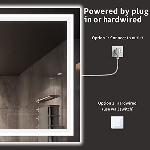 LOAAO 77X36 LED Bathroom Mirror with Lights, Anti-Fog, Dimmable, Backlit + Front Lit, Lighted Bathroom Vanity Mirror for Wall, Memory Function, Tempered Glass, ETL Listed
